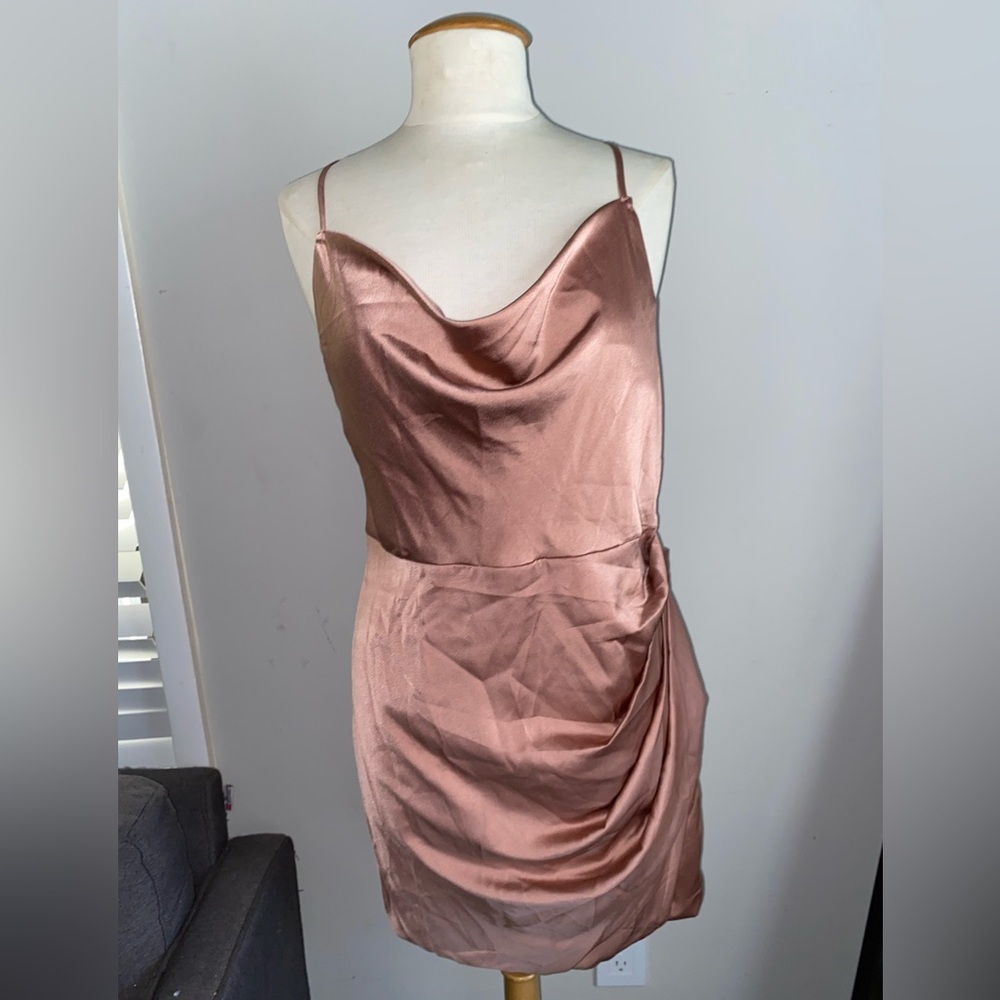Women’s Satin Cowl neck Mini Dress